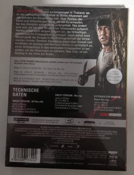 JOHN  RAMBO-EXTENDED  CUT IN 4K    (MEDIABOOK)