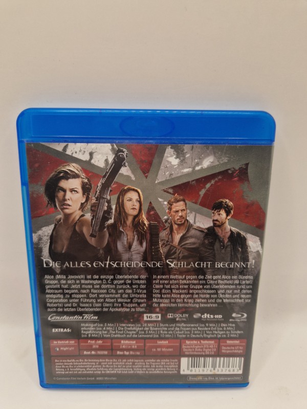 Resident evil the final chapter Blu-ray