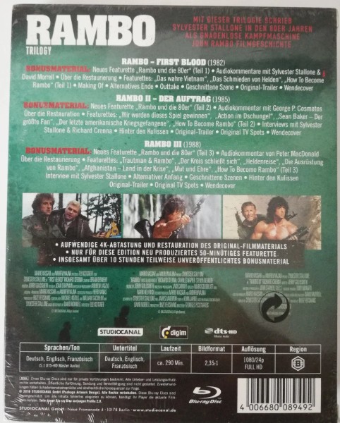 RAMBO   1 - 3  ( UNCUT )  NEU  IN  FOLIE