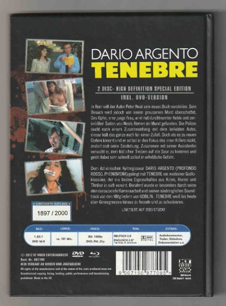 Tenebre - Mediabook - Dario Argento