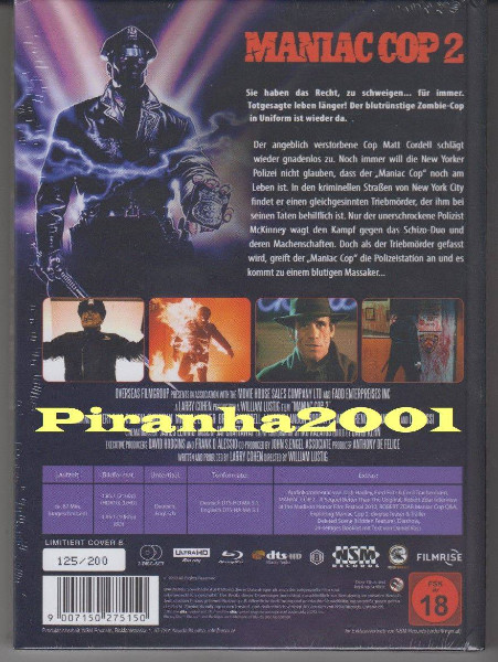 Maniac Cop 2 - FULL UNCUT - Mediabook - Krass