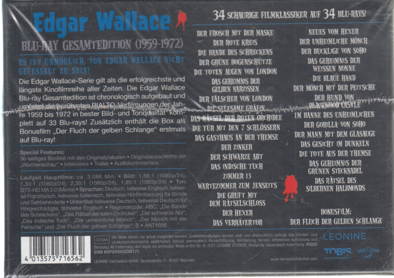 Edgar Wallace - Gesamtedition 34 Filme 34 Blu-rays