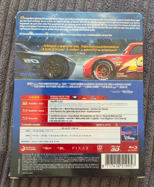 Cars 3 (Blu Ray + 3D Blu Ray Steelbook)