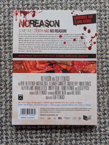 No Reason Blu-ray + DVD Mediabook Olaf Ittenbach