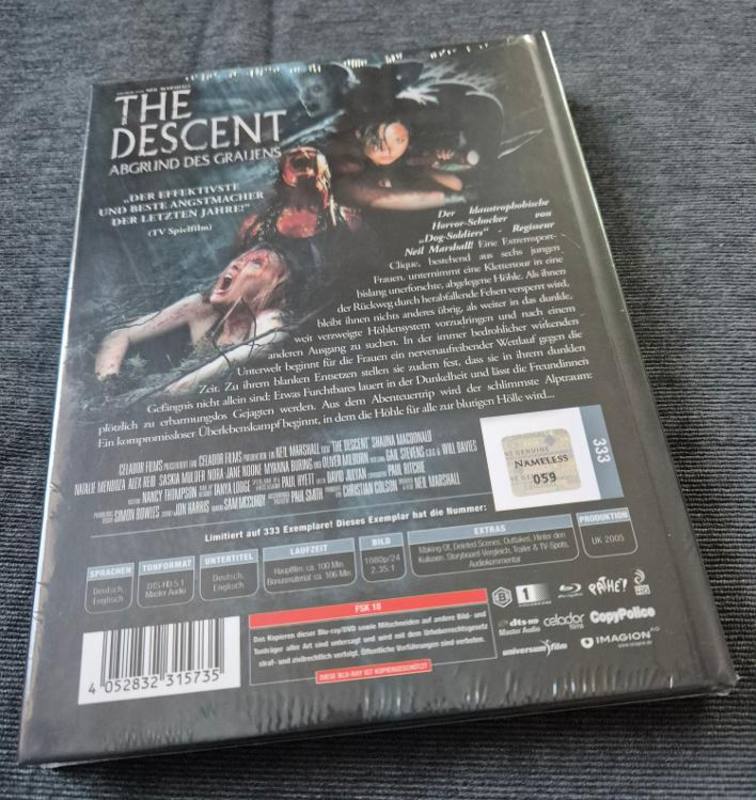 THE DESCENT BLURAY MEDIABOOK NEU OVP FILM FSK18