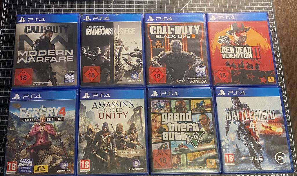 PS4 Spielepaket 8er Set (GTA, RDR2, BF4...)