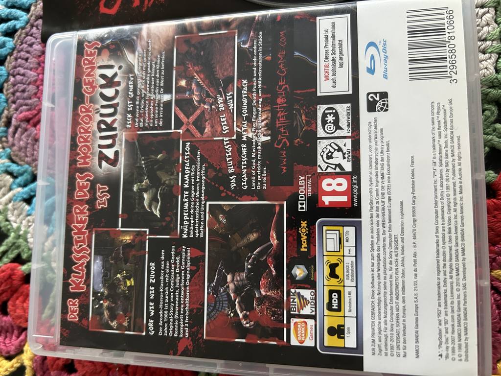 PS3 PlayStation 3 Splatterhouse Uncut Pegi