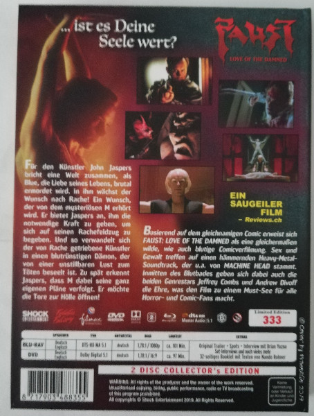 FAUST - LOVE OF THE DAMMED  - MEDIABOOK  ( UNCUT )