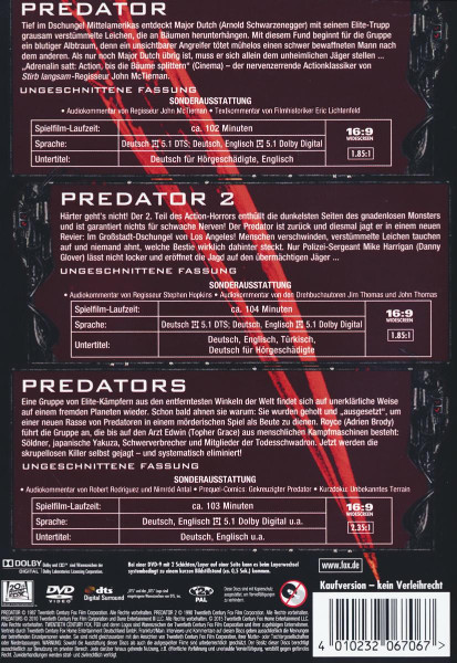 Predator 1-3 Collection  [3 DVDs] - Top Zustand
