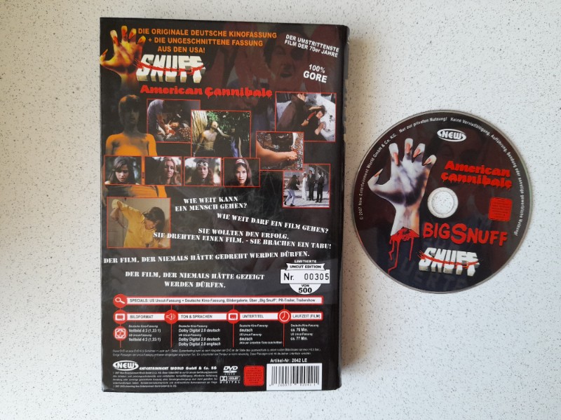 DVD- GROSSE  HARTBOX : SNUFF - UNCUT EDITION