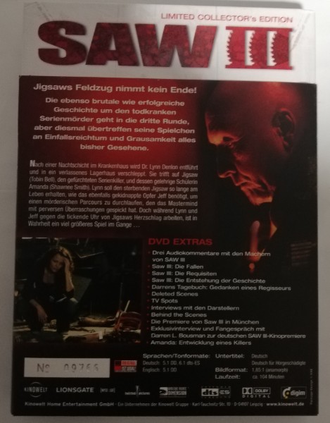 SAW  3   ( UNCUT )  MEDIABOOK