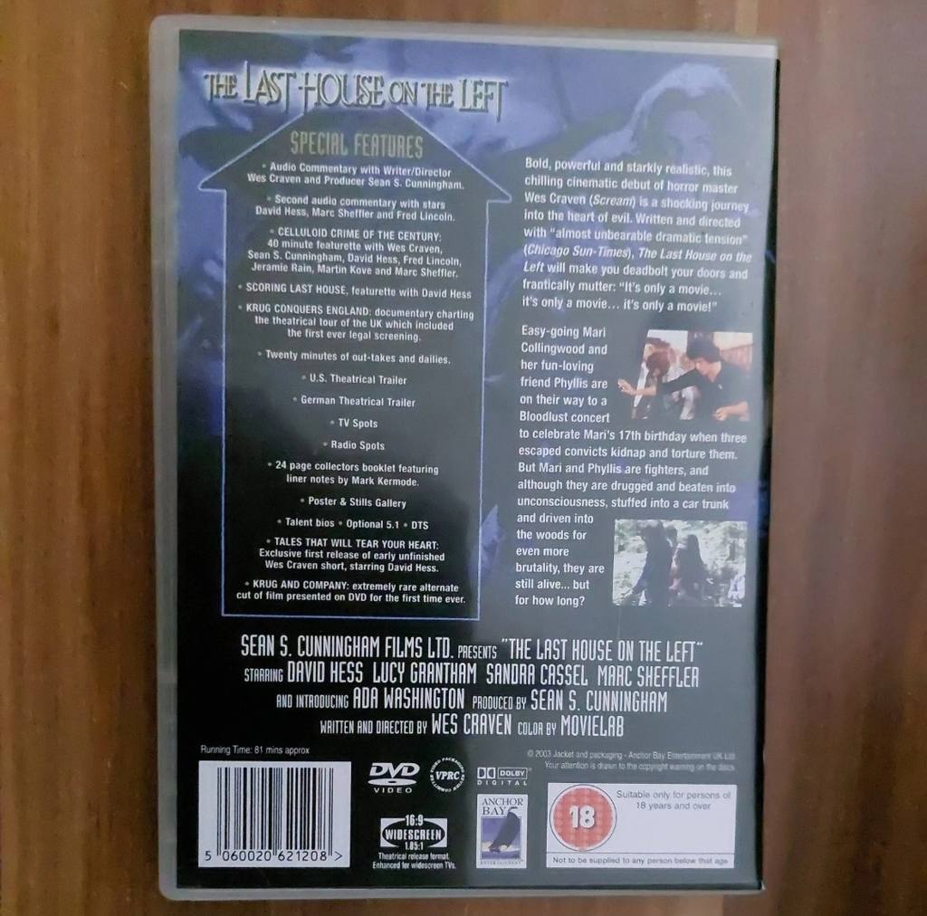Last House On The Left (DVD, 2003). 2-Disc Special