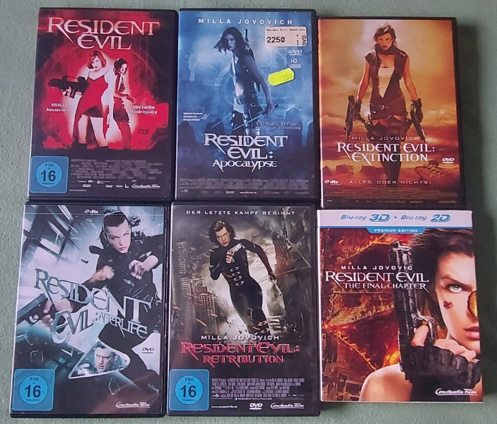 Resident Evil 1 2 3 4 5 6 DVD BLU RAY 3D