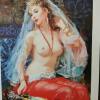 Erotische Frau Leinen Bild 45x35cm