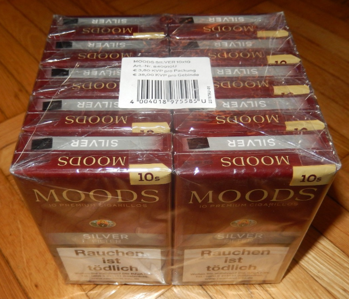 MOODS SILVER CIGARELLOS 10 x 10 ST�CK