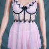 Sexy Nachthemd Set - 4-teilig - Pink