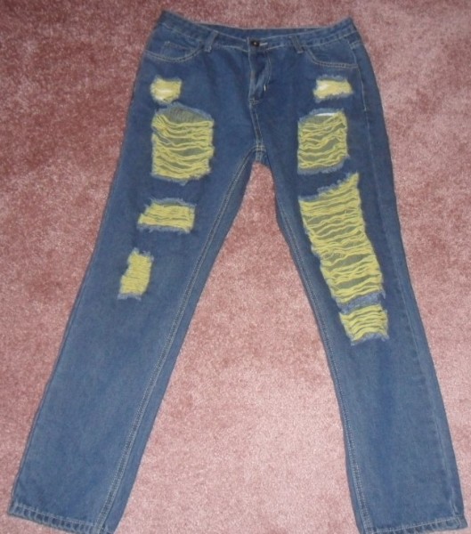 Damen Jeans in Blau im Destroyed Look, Gr��e XL